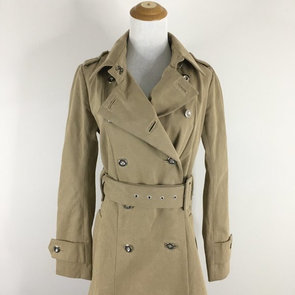 SONIA RYKIEL Beige/Brown Cashmere Blend Long Sleeve Belted Trench Coat Jacket - Picture 6 of 16